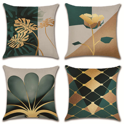 Linen Pillow Case Featuring Elegant Ginkgo Leaf Pattern For Home Decor