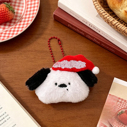 Christmas Dog Plush Bag Charm Key Chain, Soft And Cute Accessory For Bags