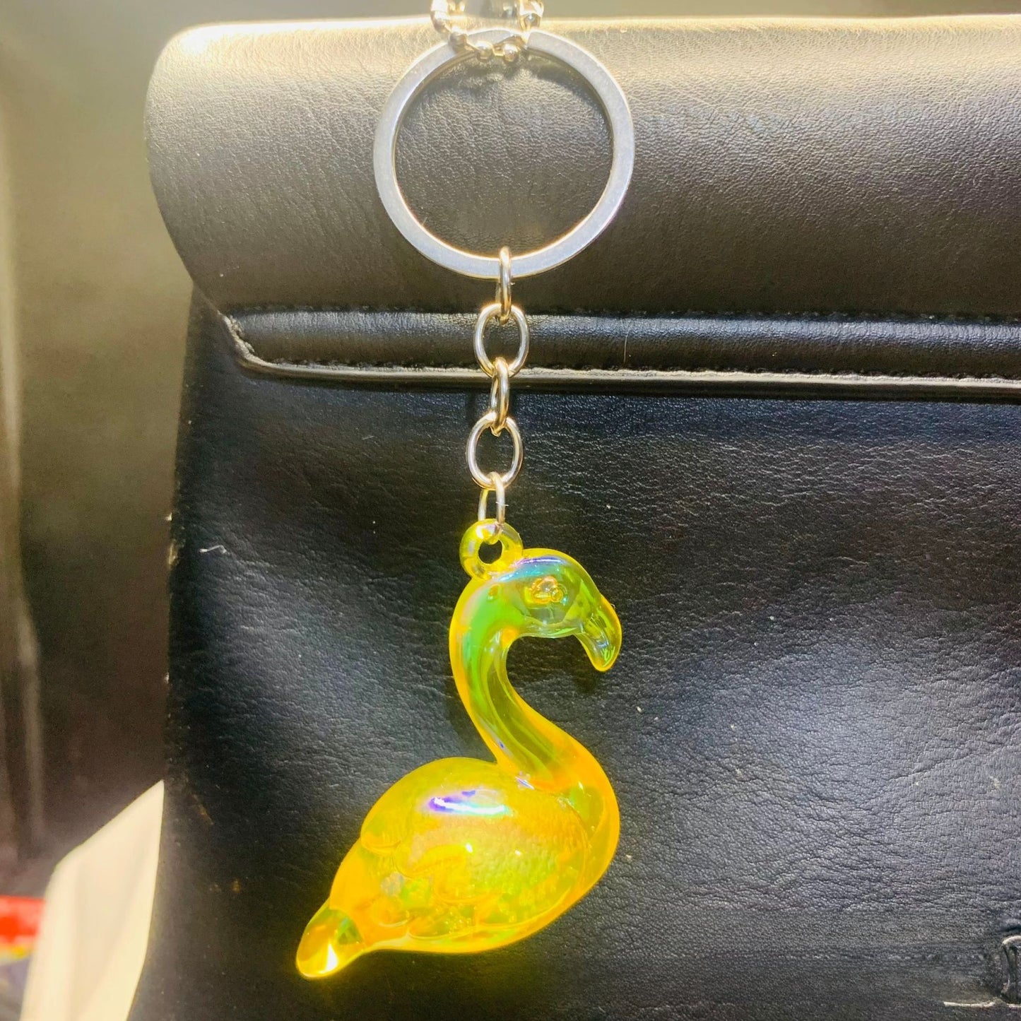 Flamingo Acrylic Key Chain In Transparent Color, Perfect Valentine's Day Gift Accessory
