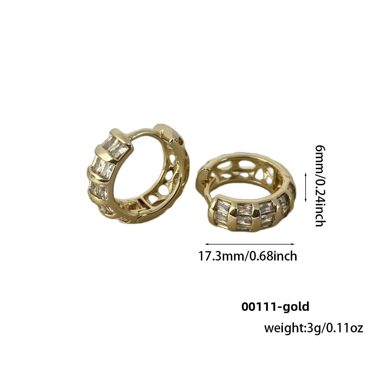 Retro Round Copper Earrings For Women With Electroplated Gold Plating And Zircon Inlay