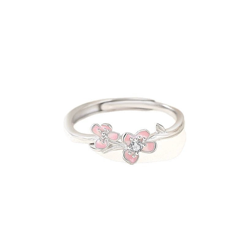 Couple Peach Epoxy Rings In Electroplated Copper With Rhinestone Inlay