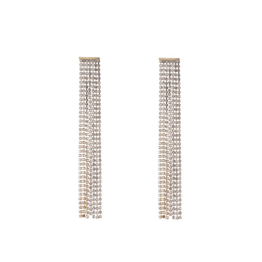 Simple Style Tassel Drop Earrings For Women With 925 Sterling Silver Ear Pins And Rhinestone Inlay