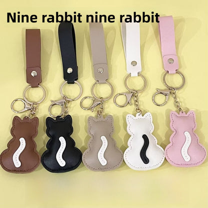 Electroplated Cat Bag Pendant In White With PU Leather Material Featuring Modern Style, 1 Set