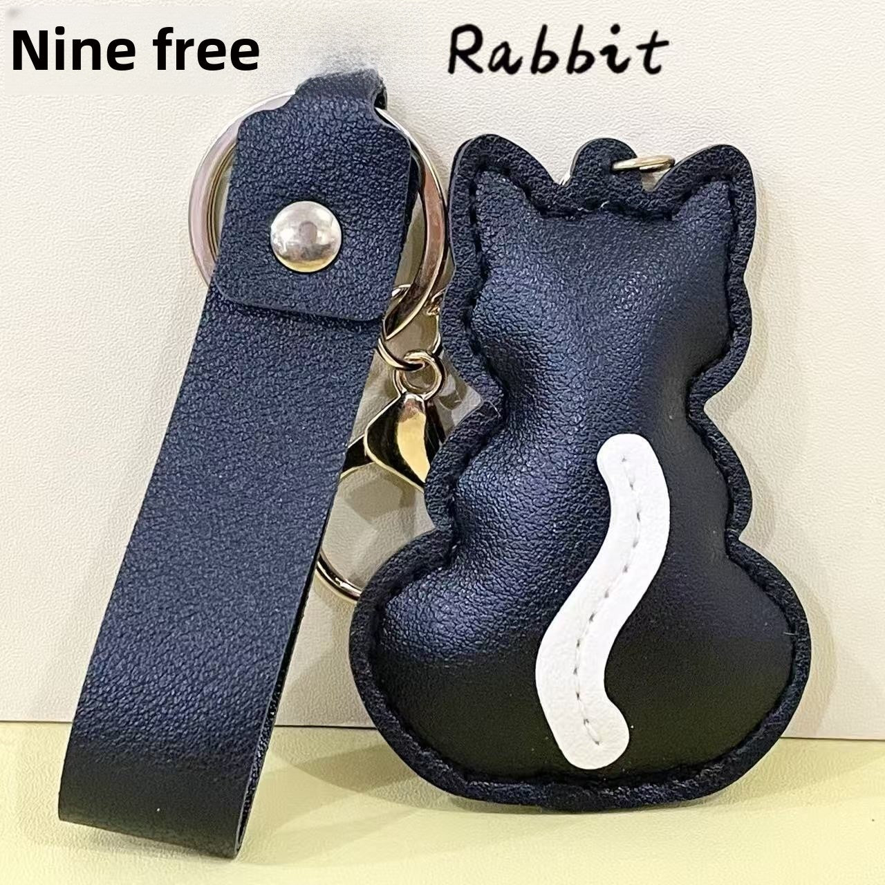 Electroplated Cat Bag Pendant In White With PU Leather Material Featuring Modern Style, 1 Set