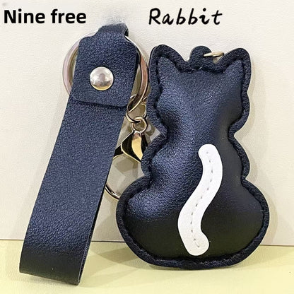 Electroplated Cat Bag Pendant In White With PU Leather Material Featuring Modern Style, 1 Set