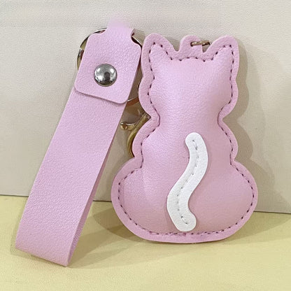 Electroplated Cat Bag Pendant In White With PU Leather Material Featuring Modern Style, 1 Set