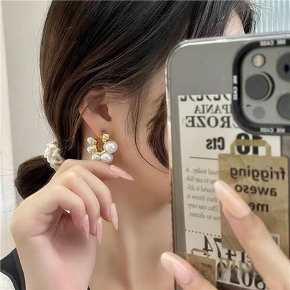 Sweet Silver Alloy Flowers Stud Earrings For Women