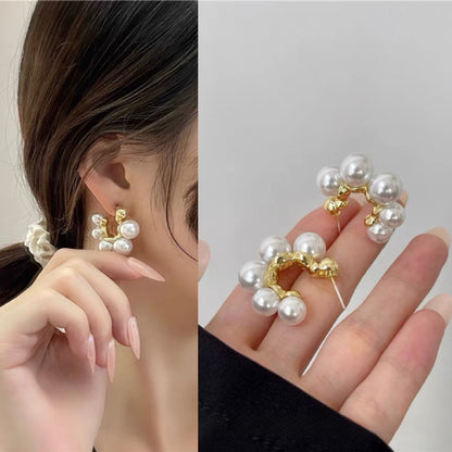 Sweet Silver Alloy Flowers Stud Earrings For Women