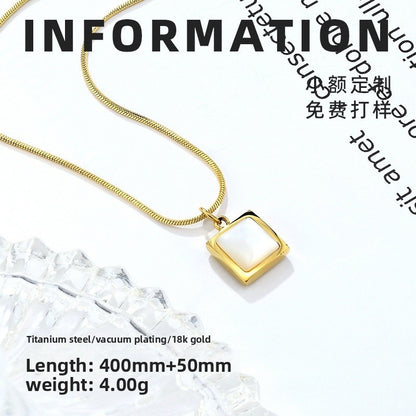 Simple Style Necklace For Women With Titanium Steel Chain And Mother-of-Pearl Shell Pendant