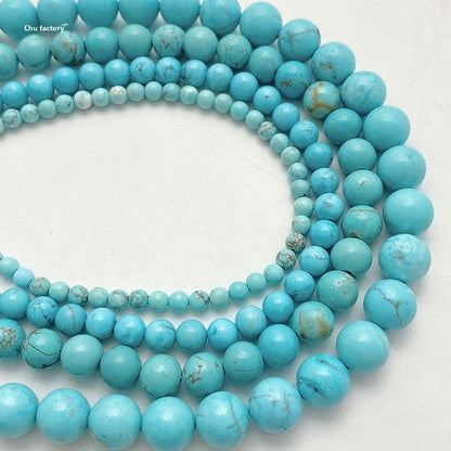Round Natural Stone Turquoise Beads For Jewelry Making, Diameter 4mm, 20 PCS Package, Handmade