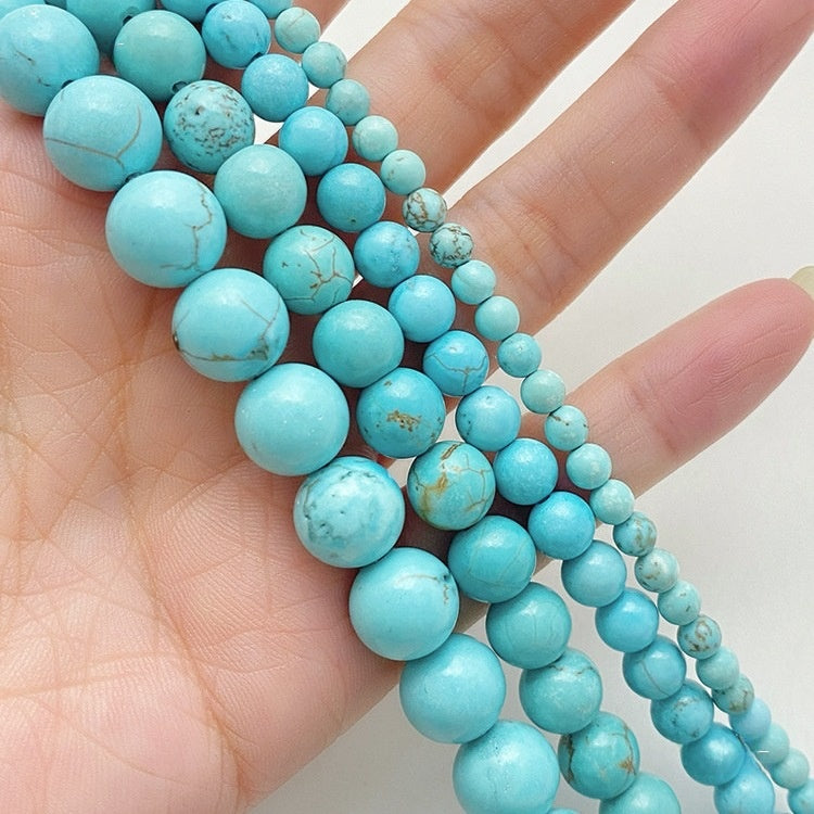 Round Natural Stone Turquoise Beads For Jewelry Making, Diameter 4mm, 20 PCS Package, Handmade