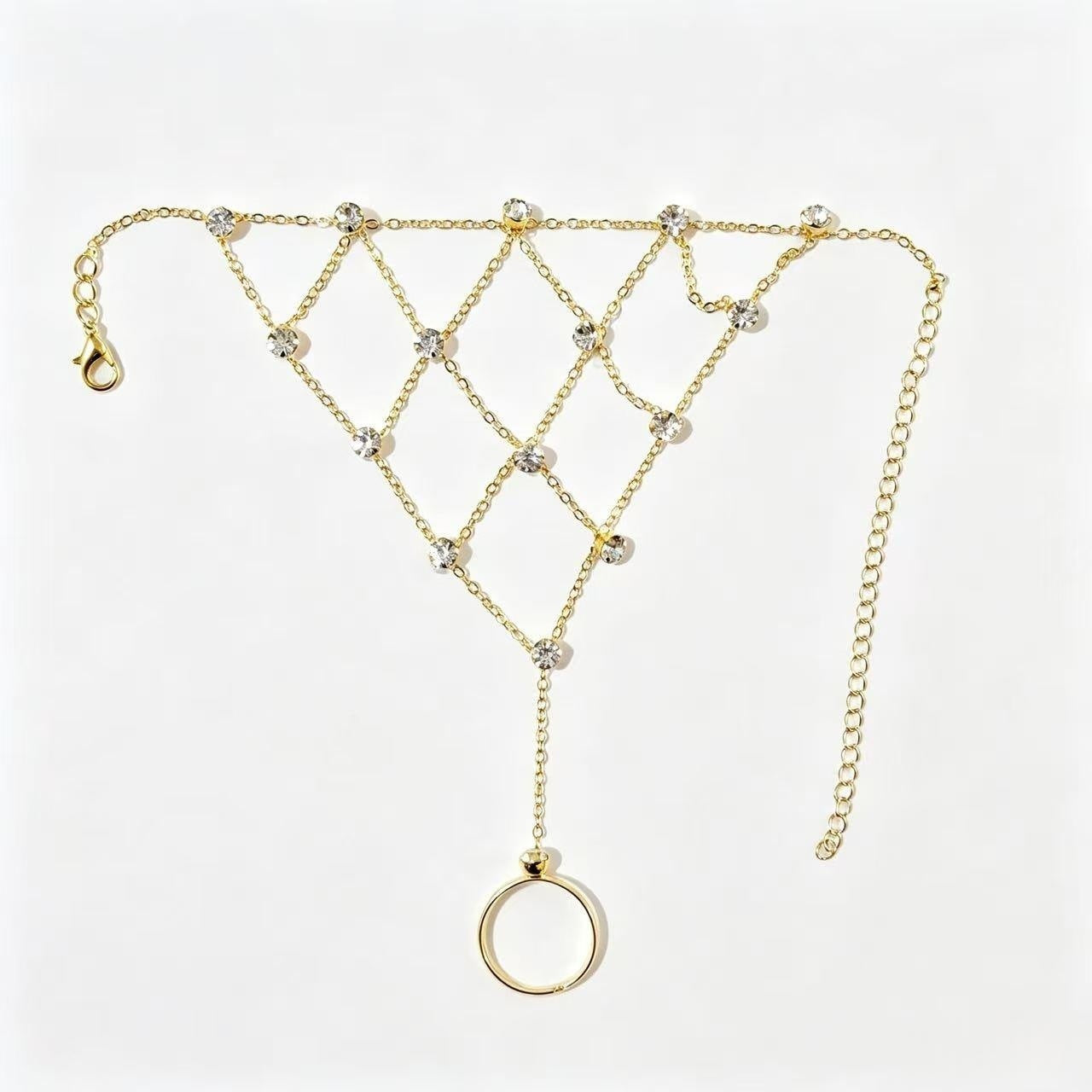 Novelty Hand Chain Bracelet For Women Featuring Copper Chain Material With Electroplated Gold Plating Process