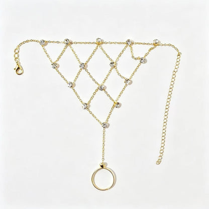 Novelty Hand Chain Bracelet For Women Featuring Copper Chain Material With Electroplated Gold Plating Process