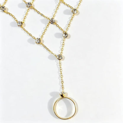 Novelty Hand Chain Bracelet For Women Featuring Copper Chain Material With Electroplated Gold Plating Process