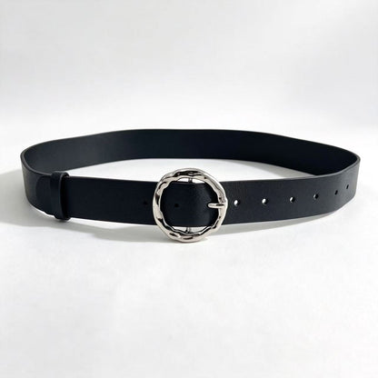 Basic Round Women’s Belt In PU Leather With Lychee Pattern Featuring Alloy Pin Buckle