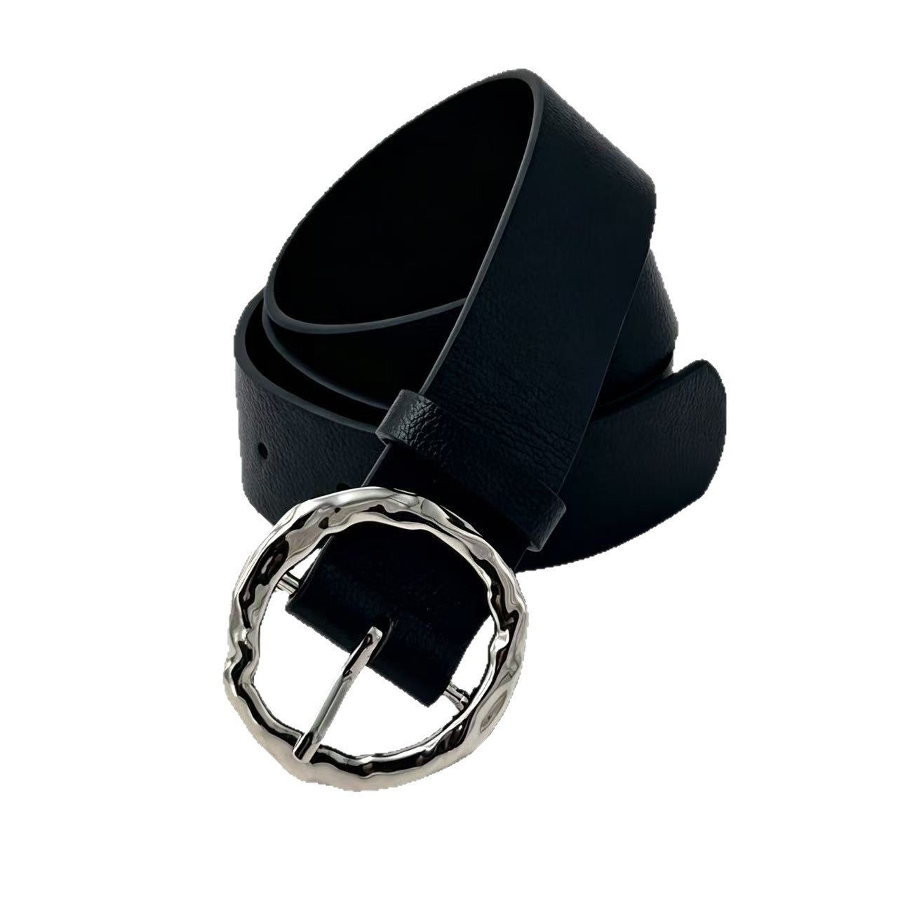 Basic Round Women’s Belt In PU Leather With Lychee Pattern Featuring Alloy Pin Buckle