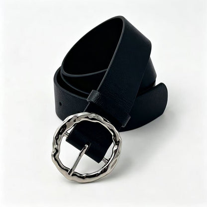 Basic Round Women’s Belt In PU Leather With Lychee Pattern Featuring Alloy Pin Buckle