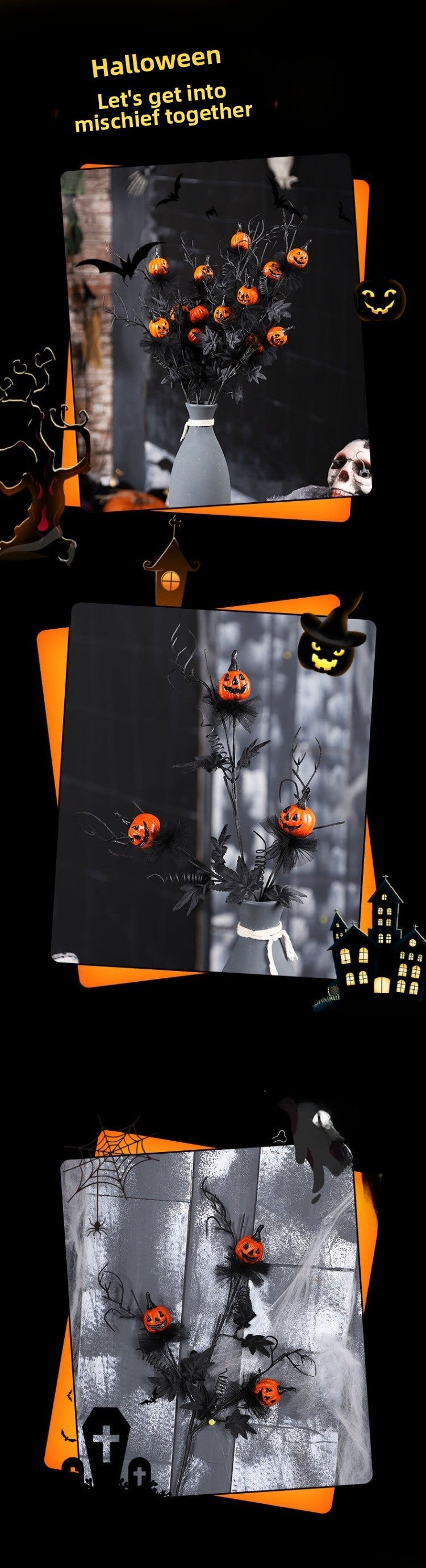 Halloween Festival Plastic Bouquet Ornament For Party Supplies And Festival Decorations