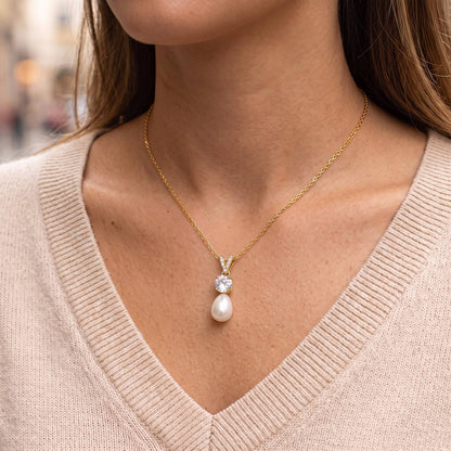 Multicolor Freshwater Pearl Necklace For Women With Zircon Inlay, 18K Real Gold Plated And PVD Coated