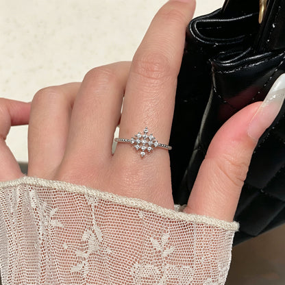 Novelty Snowflake Open Ring For Women In Electroplated Copper With Zircon Inlay