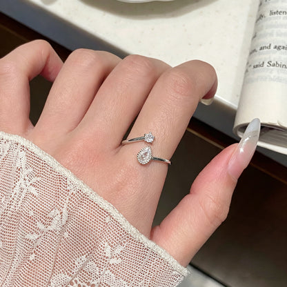 Novelty Snowflake Open Ring For Women In Electroplated Copper With Zircon Inlay