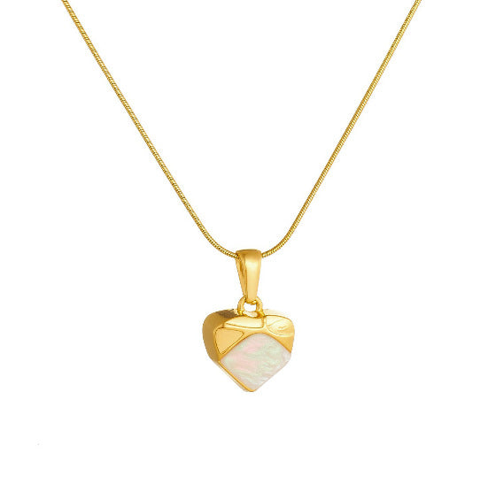 Vintage Style Heart Shape Pendant Necklace For Women In Gold Titanium Steel With Snake Chain