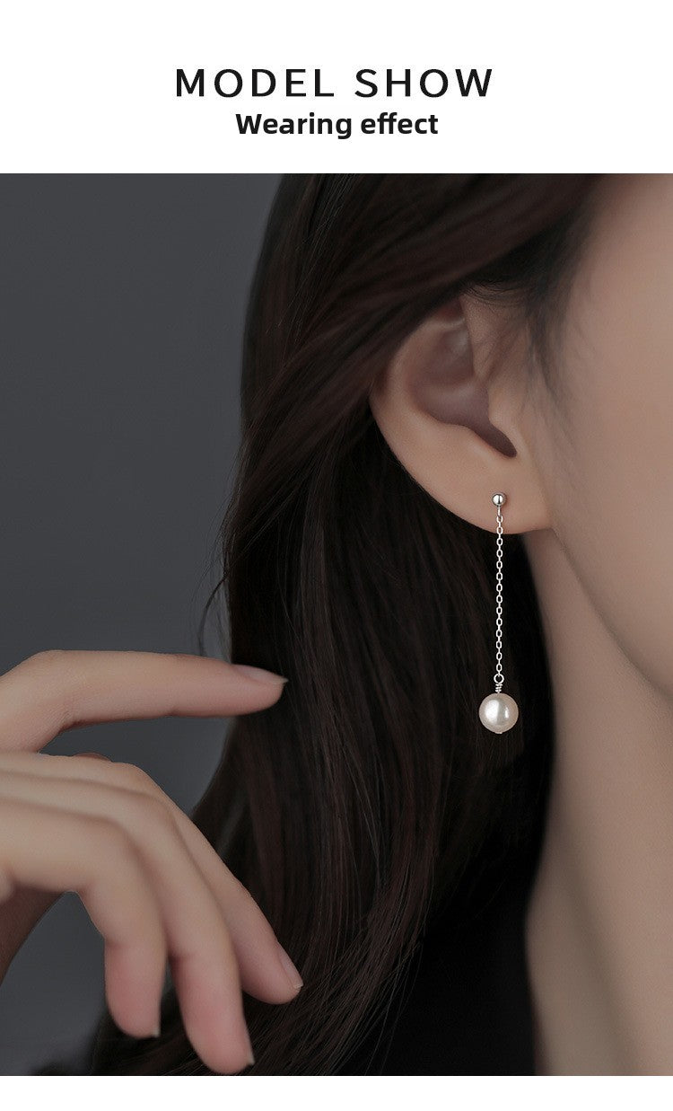 Women’s Tassel Stud Earrings Featuring Electroplated Silver Plated Copper With Artificial Pearl Inlay