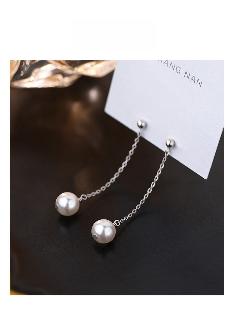 Women’s Tassel Stud Earrings Featuring Electroplated Silver Plated Copper With Artificial Pearl Inlay