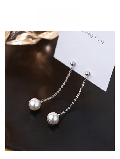 Women’s Tassel Stud Earrings Featuring Electroplated Silver Plated Copper With Artificial Pearl Inlay