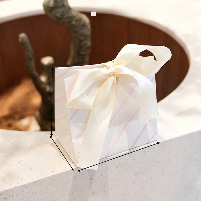 Stripe Wedding Gift Bags In Beige, 10 PCS Package, Paper Card Material, Elegant Wedding Style