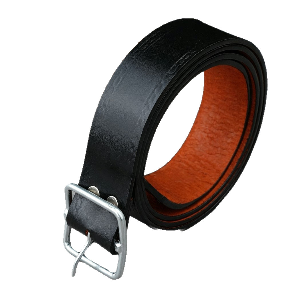 Men's Cowboy Style Genuine Leather Belt With Solid Color And Alloy Pin Buckle