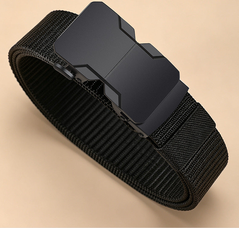 Square Tactical Belt In Cowboy Style For Men, Made Of Polyester With Braid Finish, Featuring Alloy Buckle