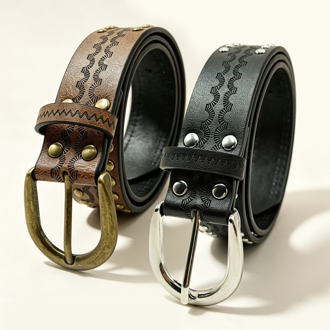 Sector Belt In PU Leather With Embossing, Featuring Alloy Pin Buckle For Stylish Look