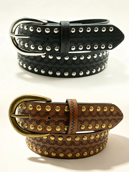 Sector Belt In PU Leather With Embossing, Featuring Alloy Pin Buckle For Stylish Look