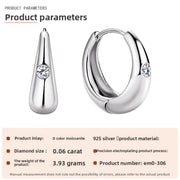 Plain Moissanite Sterling Silver Earrings (K White)