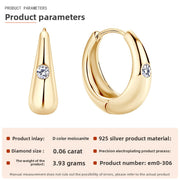 Plain Moissanite Sterling Silver Earrings (K Yellow)