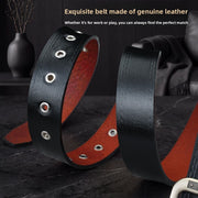 Black [Punched Pigskin Belt | Iron Pin Buckle]