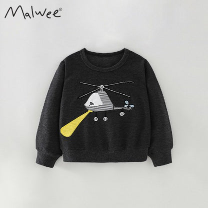 Girl's Cotton Letter Pattern Pullover Sweatshirt With Collarless Neck And Long Sleeves For Toddlers