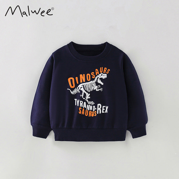 Girl's Cotton Letter Pattern Pullover Sweatshirt With Collarless Neck And Long Sleeves For Toddlers