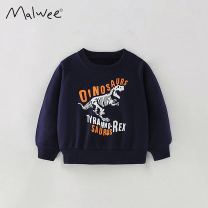 Girl's Cotton Letter Pattern Pullover Sweatshirt With Collarless Neck And Long Sleeves For Toddlers