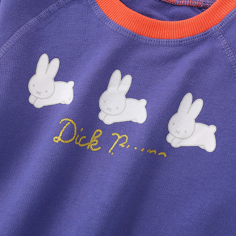 Girl's Cotton Letter Pattern Pullover Sweatshirt With Collarless Neck And Long Sleeves For Toddlers
