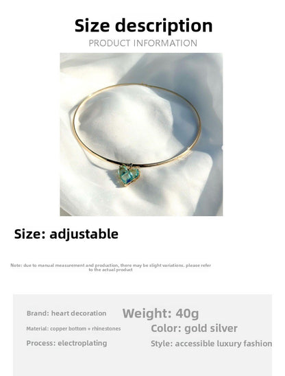 Heart Shape Choker Necklace For Women With Alloy Chain And Rhinestones Pendant Featuring Zircon Inlay