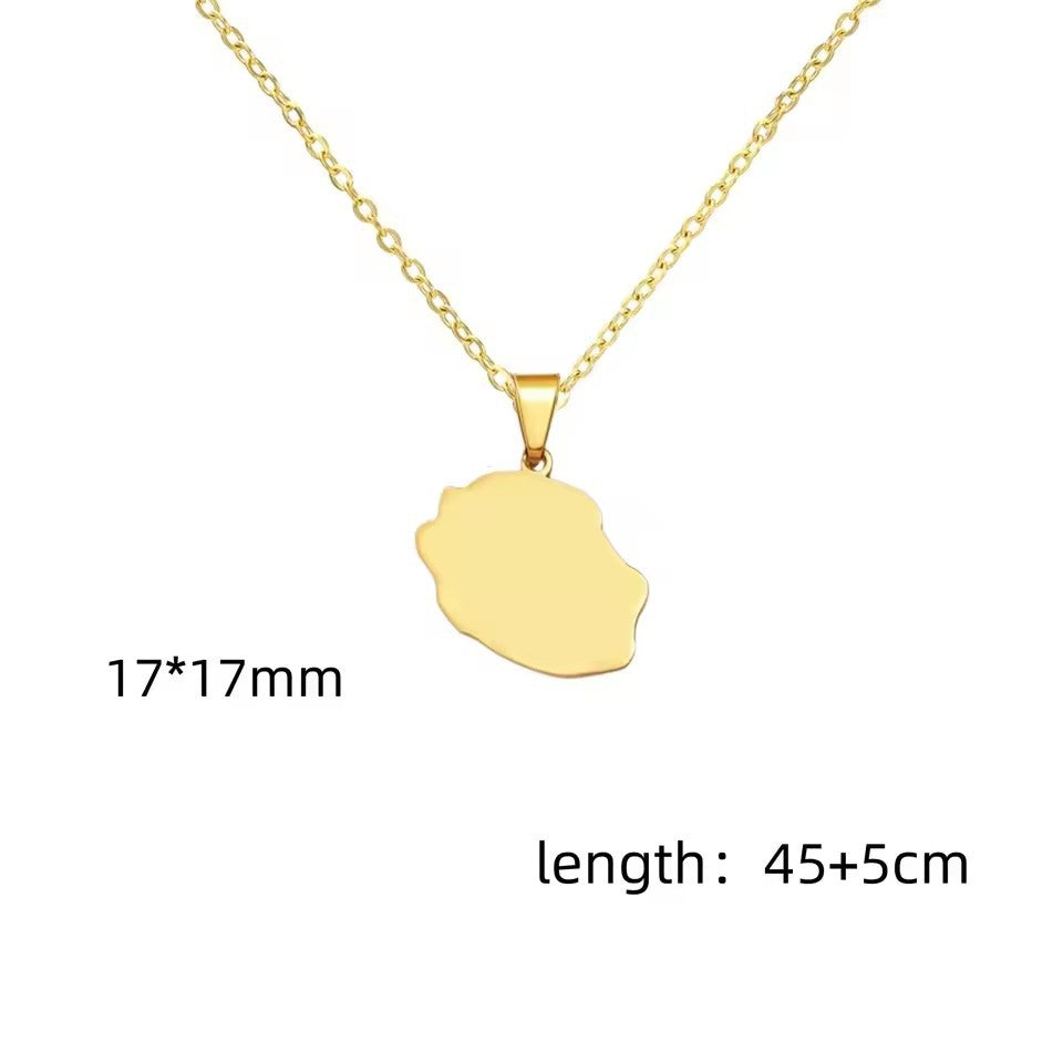 Coconut Tree Pendant Necklace In 304 Stainless Steel With 18K Real Gold Plated Cable Chain, Tropical Style Unisex Jewelry