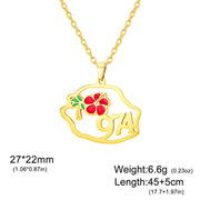 Gold Necklace - Reunion Island Coconut Tree Flower (18K Real Gold Plated)
