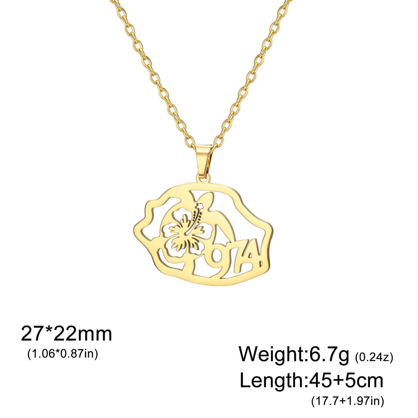 Coconut Tree Pendant Necklace In 304 Stainless Steel With 18K Real Gold Plated Cable Chain, Tropical Style Unisex Jewelry