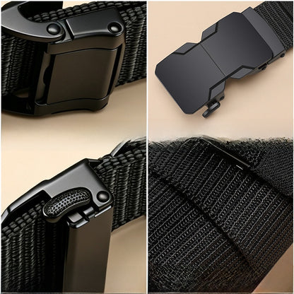Square Tactical Belt In Cowboy Style For Men, Made Of Polyester With Braid Finish, Featuring Alloy Buckle