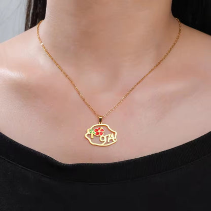 Coconut Tree Pendant Necklace In 304 Stainless Steel With 18K Real Gold Plated Cable Chain, Tropical Style Unisex Jewelry