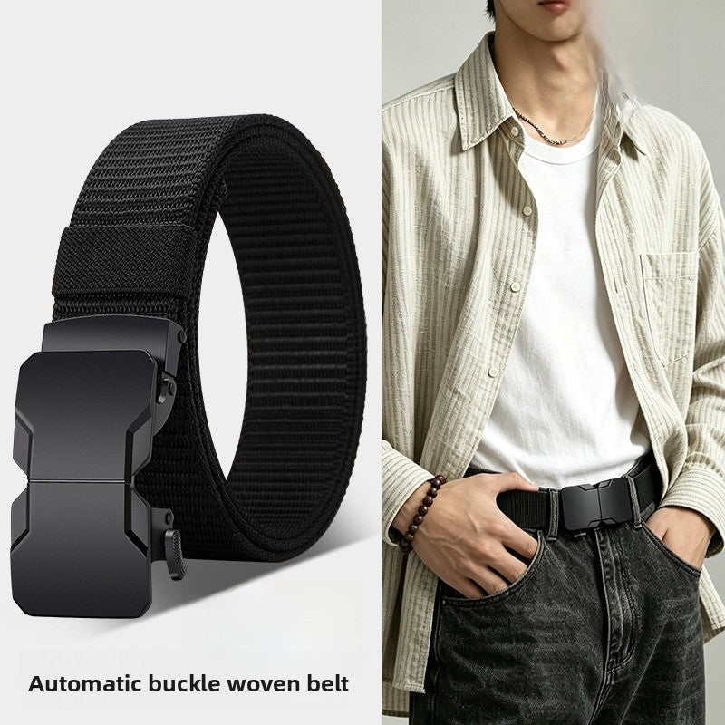 Square Tactical Belt In Cowboy Style For Men, Made Of Polyester With Braid Finish, Featuring Alloy Buckle