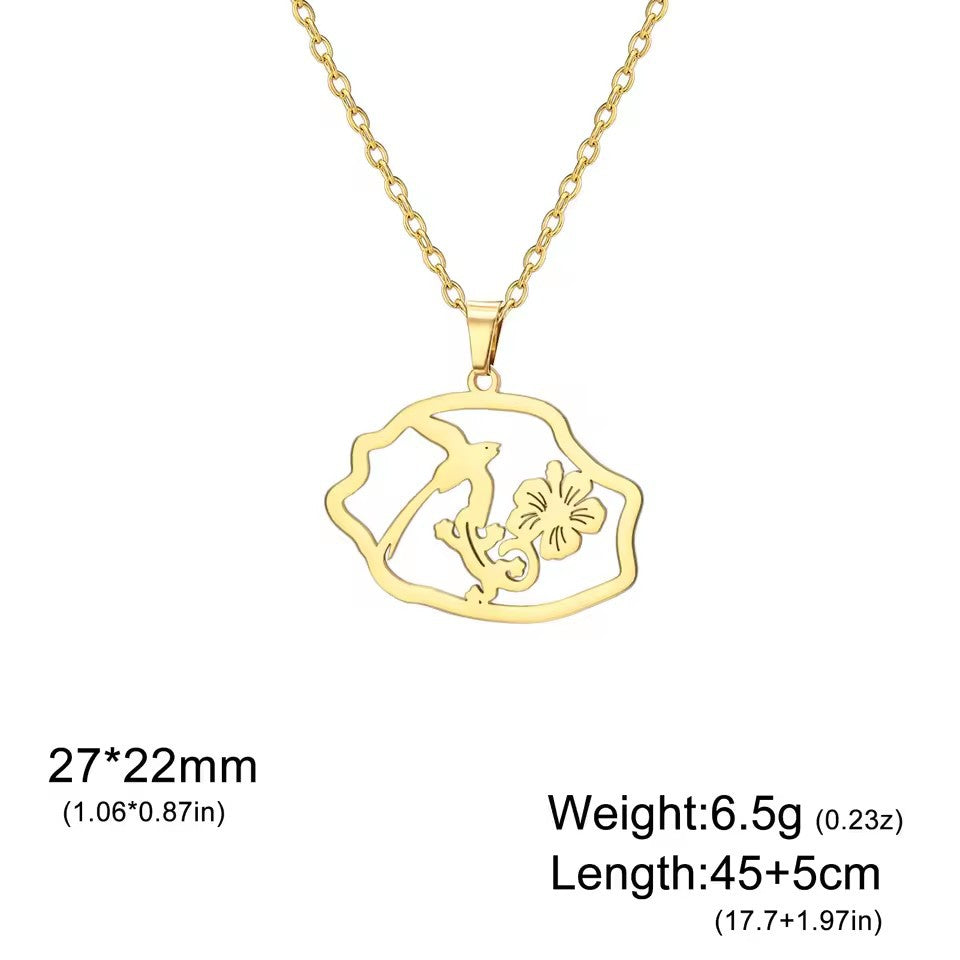 Coconut Tree Pendant Necklace In 304 Stainless Steel With 18K Real Gold Plated Cable Chain, Tropical Style Unisex Jewelry