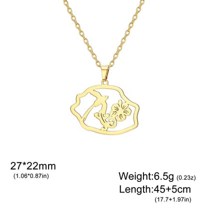 Coconut Tree Pendant Necklace In 304 Stainless Steel With 18K Real Gold Plated Cable Chain, Tropical Style Unisex Jewelry